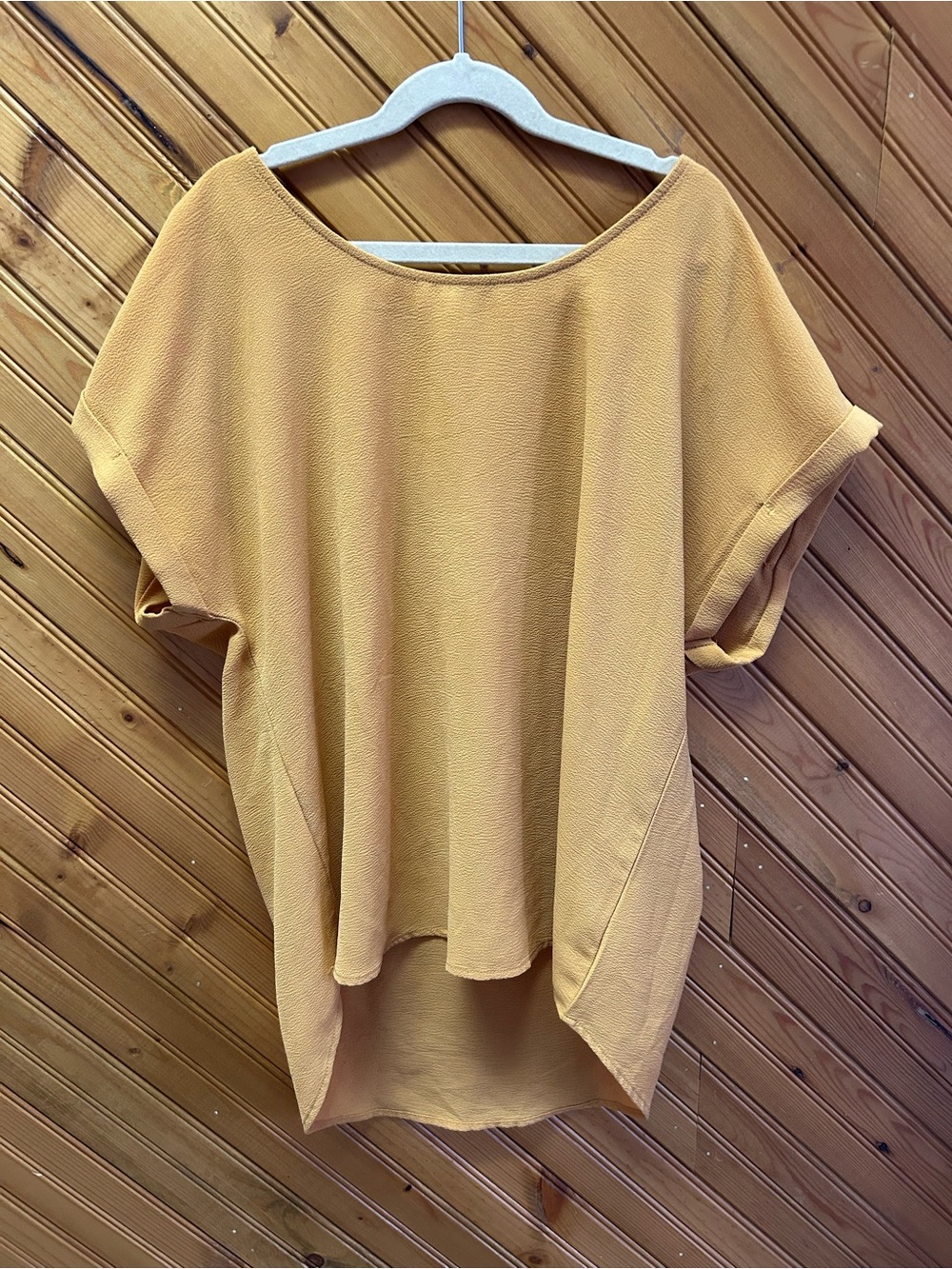 Pink Rose Mustard Short-Sleeve Boatneck Tunic
